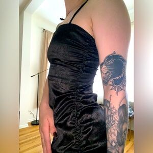 Nasty Gal Black ruched midi dress
